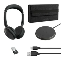 Jabra Evolve2 65 Flex Link380a MS Stereo - Micro-casque stéréo sans fil avec USB-A - certifié pour Microsoft Teams, socle de chargement inclus