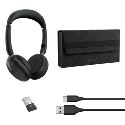 Jabra Evolve2 65 Flex Link380a MS Stereo - Micro-casque stéréo sans fil avec USB-A - certifié pour Microsoft Teams