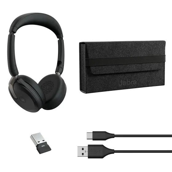 Jabra Evolve2 65 Flex Link380a MS Stereo - Micro-casque stéréo sans fil avec USB-A - certifié pour Microsoft Teams