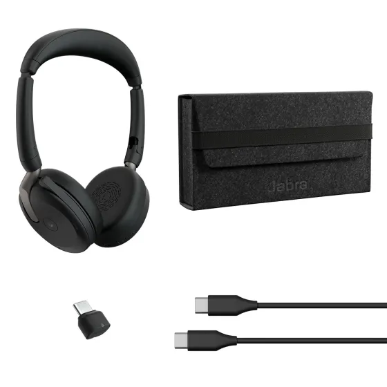 Jabra Evolve2 65 Flex Link380c MS Stereo - Micro-casque stéréo sans fil avec USB-C - certifié pour Microsoft Teams