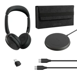Jabra Evolve2 65 Flex Link380c UC Stereo - Micro-casque stéréo sans fil avec USB-C pour plateformes UC, socle de chargement inclus