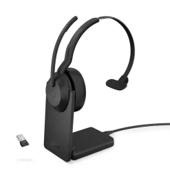 Jabra Evolve2 55 Link380a MS Mono - Micro-casque mono sans fil avec USB-A certifié pour Microsoft Teams, socle de chargement inclus