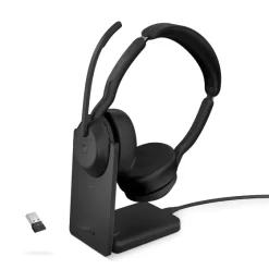 Jabra Evolve2 55 Link380a MS Stereo - Micro-casque stéréo sans fil avec USB-A - certifié pour Microsoft Teams socle de chargement inclus
