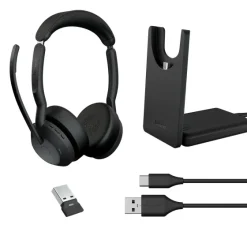 Jabra Evolve2 55 Link380a MS Stereo - Micro-casque stéréo sans fil avec USB-A - certifié pour Microsoft Teams socle de chargement inclus