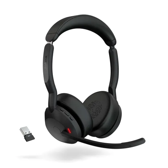 Jabra Evolve2 55 Link380a MS Stereo - Micro-casque stéréo sans fil avec USB-A certifié pour Microsoft Teams