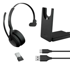 Jabra Evolve2 55 Link380a UC Mono - Micro-casque mono sans fil avec USB-A socle de chargement inclus