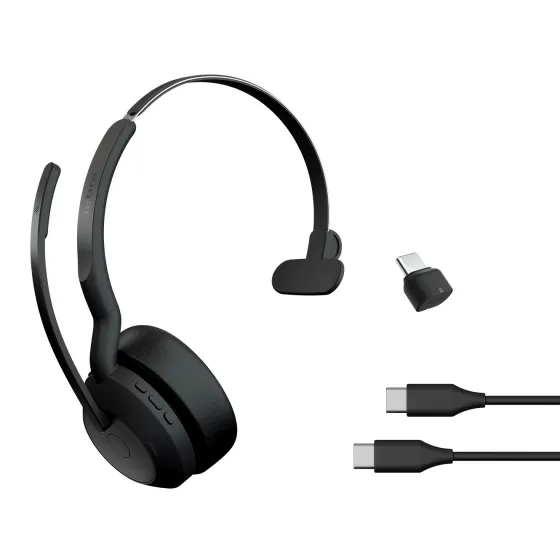 Jabra Evolve2 55 Link380c MS Mono - Micro-casque mono sans fil avec USB-C certifié pour Microsoft Teams