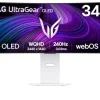LG UltraGear™ 34GX90SA-W moniteur de jeu intelligent incurvé OLED 34 pouces avec 240 Hz, webOS et IA