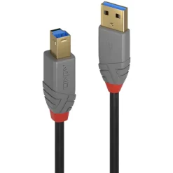 LINDY câble USB 3.2 Type A vers B de 5 m - Connecteur USB Type A vers B, 5 Gbit/s, gamme Anthra