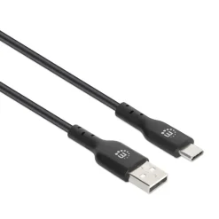 Manhattan Câble USB-C vers USB-A, mâle vers mâle, noir, 480 Mbps (USB 2.0), 1 m
