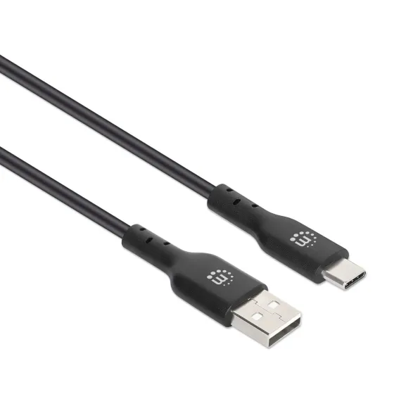 Manhattan Câble USB-C vers USB-A, mâle vers mâle, noir, 480 Mbps (USB 2.0), 1 m