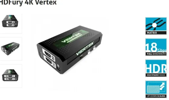 Matrice HDMI 2x2 HDFury Vertex avec scaler et convertisseur de format intégrés