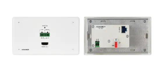 Platine murale Kramer WP-789R/EU-80/86(W) récepteur HDBaseT HDMI 4K60 4:2:0 , RS–232 & IR POE 2–Gangs