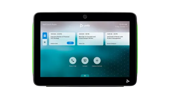 Poly TC10 Contrôleur tactile avec indicateur d'état LED et montage flexible pour la planification de salle intelligente et le contrôle de visioconférence en noir