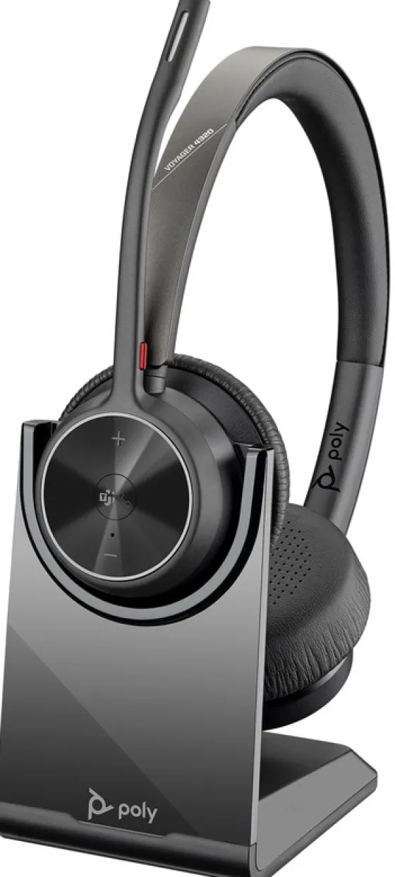 Poly Voyager 4320 - Micro-casque stéréo Bluetooth USB-A certifié pour Microsoft Teams (avec socle de chargement)