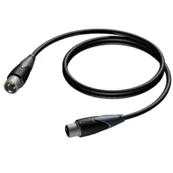 Procab CLA901/1 câble microphone 1x XLR mâle vers 1-XLR femelle, contacts plaqués or, longueur 1 m, noir
