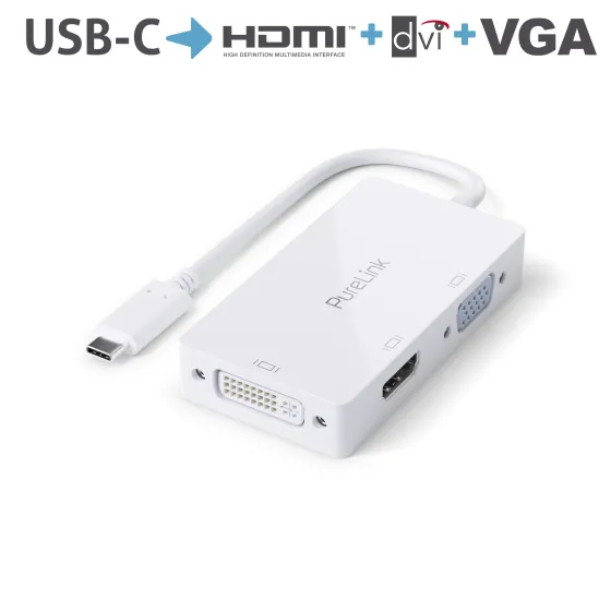 Purelink IS240 Adaptateur USB-C vers HDMI, DVI, VGA 0,10m blanc