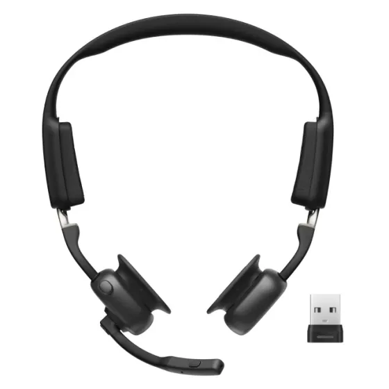 SHOKZ OpenMeet UC Casque Bluetooth à oreille ouverte double | certifié pour les plateformes UC | avec adaptateur Bluetooth USB-A