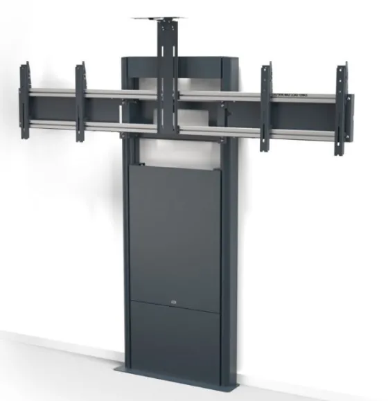 SMS New Presence Wall/Floor VC - Support mural au sol réglable en hauteur par moteur avec support pour caméra - max 2x65" | max.VESA 600x400 | charge admissible 120kg | gris foncé