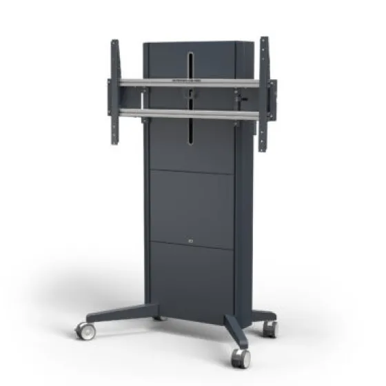 SMS Presence Mobile - Chariot à hauteur réglable par moteur - Mise à jour 2021 - jusqu'à 84" | max. VESA 1000x600 | Charge max. 150kg | gris foncé