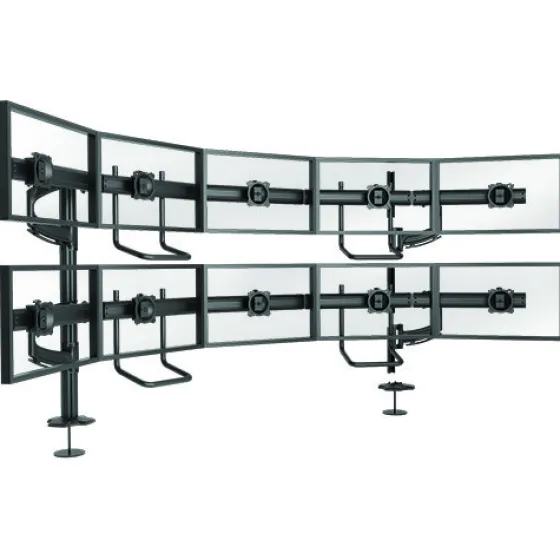Support de bureau Chief KONTOUR K4G520B pour 5x2 écrans de 19"-24" - noir (réglable en profondeur et inclinable)