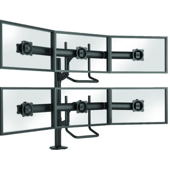 Support de bureau Chief KONTOUR K4G320B pour 3x2 écrans de 10"-24" - noir (réglable en profondeur, inclinable et pivotant)