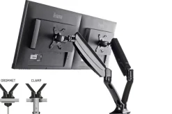 Support de bureau iiyama DS3002C-B1 à bras pneumatique articulé, pour 2 écrans
