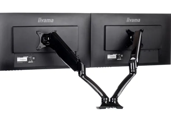 Support de bureau iiyama DS3002C-B1 à bras pneumatique articulé, pour 2 écrans