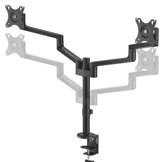 Support de bureau Neomounts DS60-425BL2 pour 2 écrans de 27" - noir (inclinable, rotatif et pivotant)