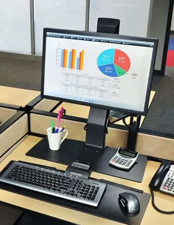 Support Ergotron WorkFit-A, LD simple avec plan de travail+.