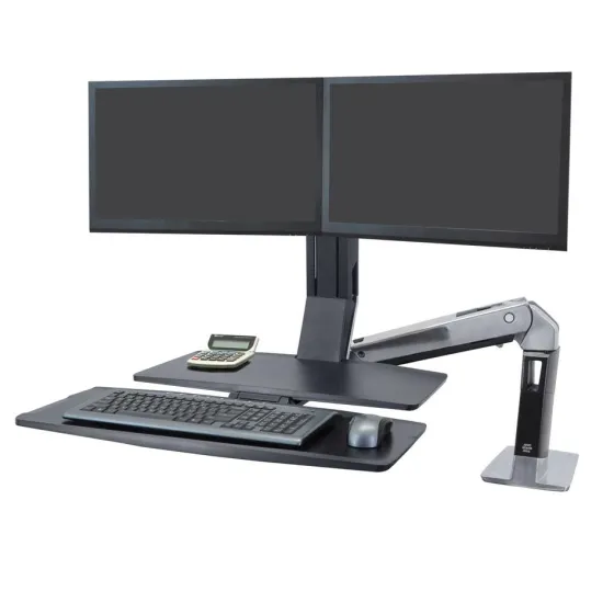 Support Ergotron WorkFit-A, double, avec surface de travail+