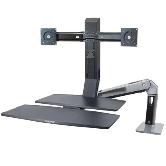 Support Ergotron WorkFit-A, double, avec surface de travail+