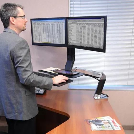 Support Ergotron WorkFit-A, double, avec surface de travail+