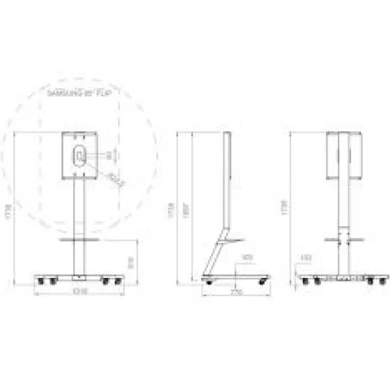 Support mobile Hagor ST SA Flip II 5788 pour Samsung Flip WM65R - 65" (pivotant 90°)