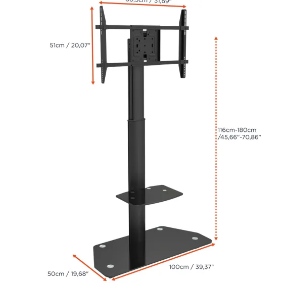 Support mobile/fixe celexon PRO Adjust-3270MP réglable en hauteur manuellement - 32’’-70’’ (Portrait / inclinable de 15°)