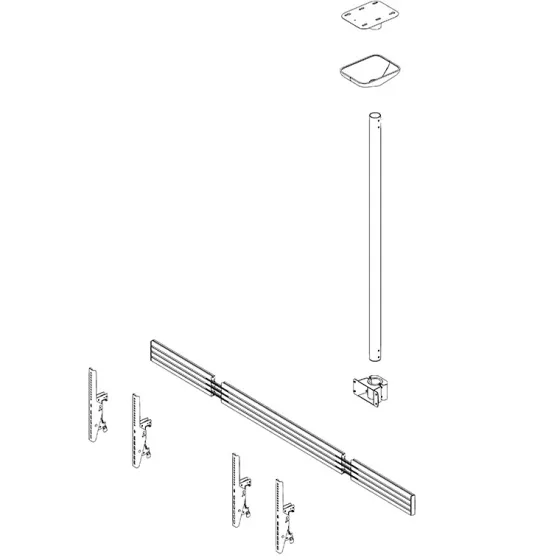 Support plafond Hagor comPROnents® Menuboard pour 2 Displays - 46"-65" (Paysage, inclinable)