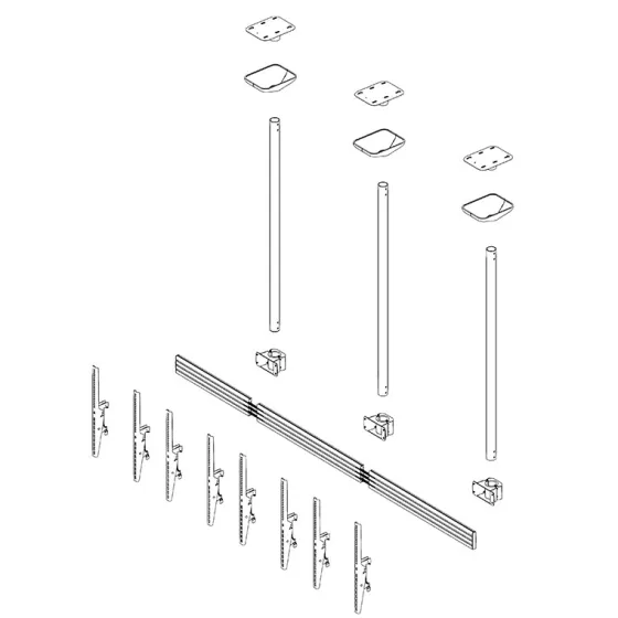 Support plafond Hagor comPROnents® Menuboard pour 4 Displays - 46"-65" (Portrait, inclinable)