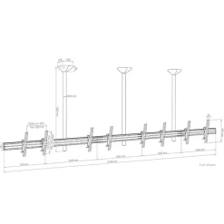 Support plafond Hagor comPROnents® Menuboard pour 4 Displays - 46
