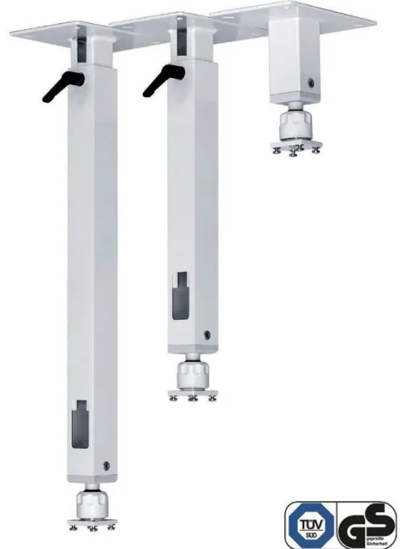 Support plafond PeTa standard avec levier de serrage, longueur variable 200-300 cm
