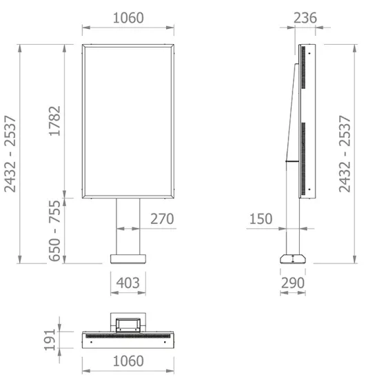 Support sur pied Hagor ScreenOut® OH 75 - Stèle d'extérieur pour Samsung série OH 75 - Portrait