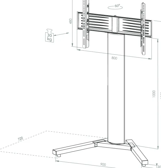Support TV sur pied VCM "Stadino Mini", argent