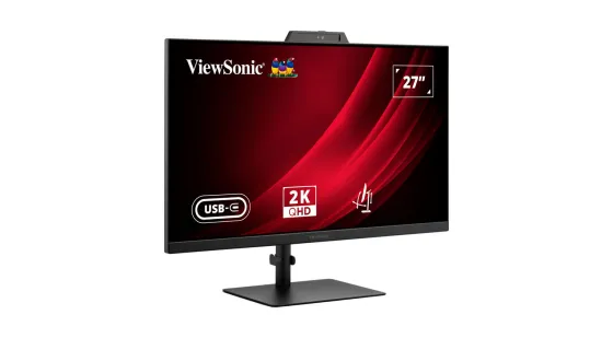 ViewSonic VG2741V-2K Écran de visioconférence QHD de 27 pouces avec port USB-C et webcam certifiée Windows Hello