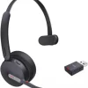 Yealink WH64 - Micro-casque mono, Hybrid DECT & Bluetooth, certifié pour Microsoft Teams