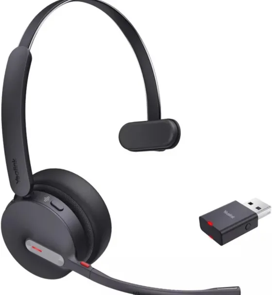 Yealink WH64 - Micro-casque mono, Hybrid DECT & Bluetooth, certifié pour Microsoft Teams